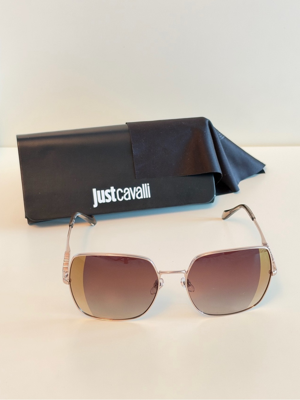 Just Cavalli Women's Brown Gradient Square Sunglasses with Silver Frame SJC031